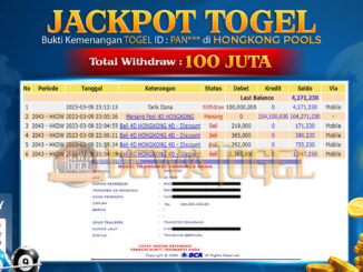 bukti jackpot pasaran Togel Hongkong DEWATOGEL